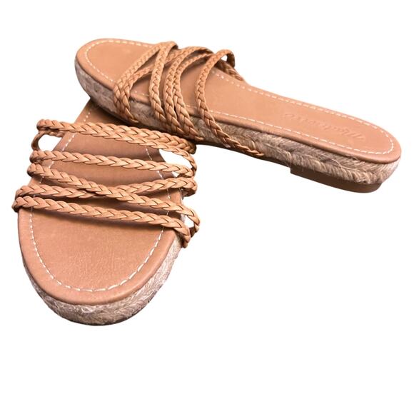 Madewell Shoes - Madewell Women's Kathryn Espadrille Braided Leather Slide Flat Sandals Size 6.5